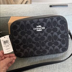 Coach Black Womens Signature Jamie Crossbody Bag